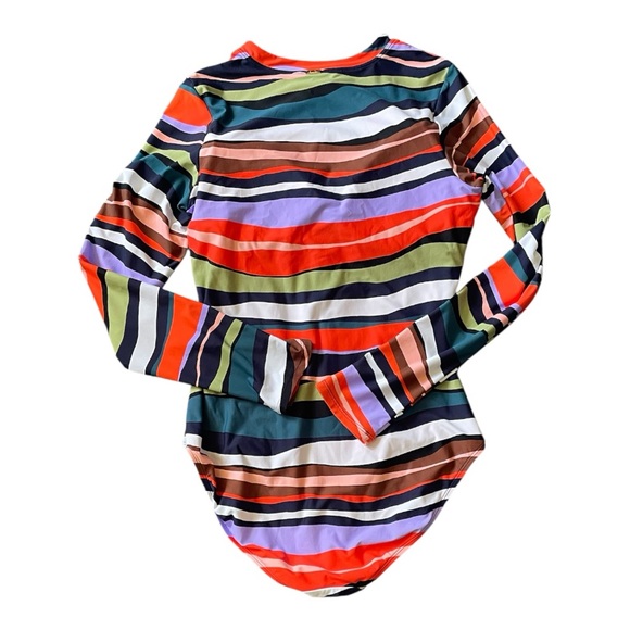 #037, Anne Cole, colorful striped long sleeve rash guard, NWOT, size 12 - Picture 2 of 2